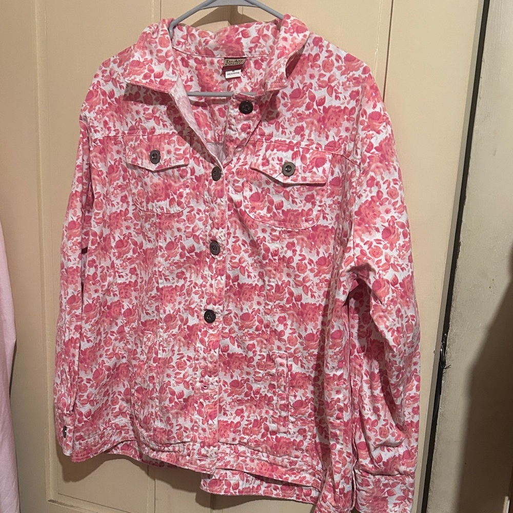 Pink Floral Jean Jacket